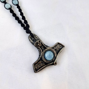 Mjölnir medál aquamarin ásvánnyal - ékszer - nyaklánc - medálos nyaklánc - Meska.hu