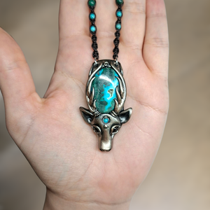 Szarvas krizokolla-malachittal  - ékszer - nyaklánc - medálos nyaklánc - Meska.hu