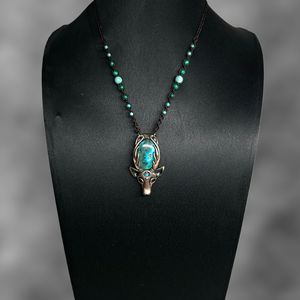 Szarvas krizokolla-malachittal  - ékszer - nyaklánc - medálos nyaklánc - Meska.hu