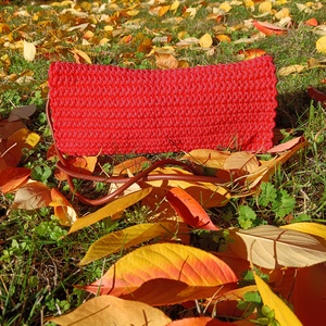 Napsugár  kézzel horgolt kézműves női táska, vállon és keresztben hordható (piros), Táska & Tok, Kézitáska & válltáska, Válltáska, Horgolás, MESKA