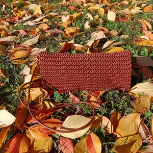 Napsugár  kézzel horgolt kézműves női táska, vállon és keresztben hordható (barna), Táska & Tok, Kézitáska & válltáska, Válltáska, Horgolás, MESKA