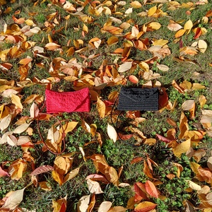 Onyx Borostyán  kézzel horgolt piros keresztpántos táska - táska & tok - kézitáska & válltáska - vállon átvethető táska - Meska.hu