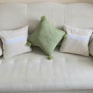 Natúr, csipkés díszpárna � 40�40 cm, levehető és mosható huzattal, Otthon & Életmód, Lakástextil, Párna & Párnahuzat, Díszpárna (belsővel együtt), Horgolás, MESKA