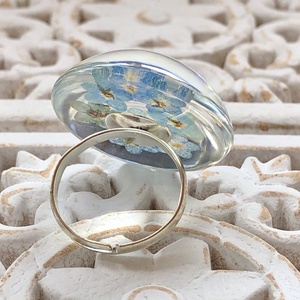 Kék nefelejcs gyűrű-műgyanta,nikkelmentes,állítható méret - ékszer - gyűrű - kerek gyűrű - Meska.hu