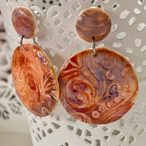 Kék-narancs henna mintás kerek fülbevaló - Meska.hu