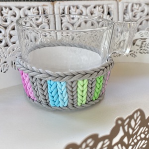 Teás/kávés üvegcsésze-kötött mintával - otthon & életmód - konyhafelszerelés, tálalás - tálalás - bögre & csésze - Meska.hu