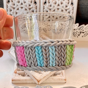 Teás/kávés üvegcsésze-kötött mintával - otthon & életmód - konyhafelszerelés, tálalás - tálalás - bögre & csésze - Meska.hu