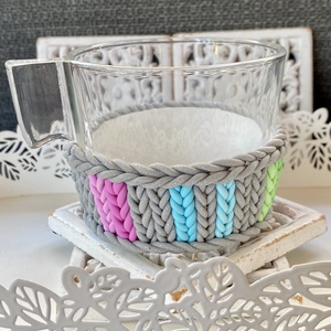 Teás/kávés üvegcsésze-kötött mintával, Otthon & Életmód, Konyhafelszerelés, tálalás, Tálalás, Bögre & Csésze, Gyurma, MESKA