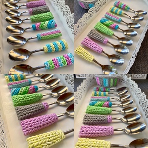 Kötött mintás kiskanál - otthon & életmód - konyhafelszerelés, tálalás - tálalás - kanál & villa - Meska.hu