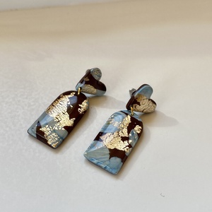 Barna/arany/kk fülbevaló - ékszer - fülbevaló - lógós kerek fülbevaló - Meska.hu