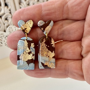 Barna/arany/kk fülbevaló - ékszer - fülbevaló - lógós kerek fülbevaló - Meska.hu