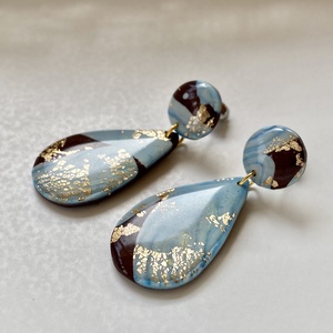 Barna/arany/kk csepp fülbevaló - ékszer - fülbevaló - lógós kerek fülbevaló - Meska.hu