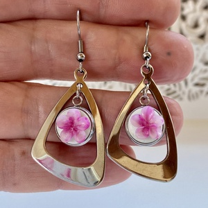 Cseresznye virágos nemesacél fülbevaló 1. - ékszer - fülbevaló - lógó fülbevaló - Meska.hu