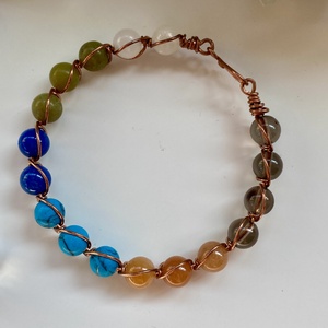 Füstkvarc,türkiz,aventurin- vörösréz karperec - ékszer - karkötő - karperec - Meska.hu