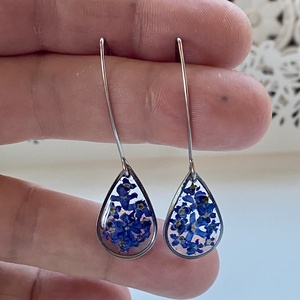 Nefelejcsek -nemesacél csepp fülbevaló - ékszer - fülbevaló - lógó fülbevaló - Meska.hu