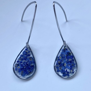 Nefelejcsek -nemesacél csepp fülbevaló - ékszer - fülbevaló - lógó fülbevaló - Meska.hu