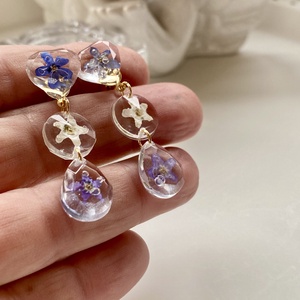 Nefelejcses 3 forma,epoxi gyanta fülbevaló - ékszer - fülbevaló - lógó fülbevaló - Meska.hu