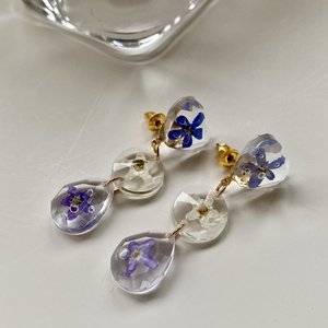 Nefelejcses 3 forma,epoxi gyanta fülbevaló, Ékszer, Fülbevaló, Lógó fülbevaló, Ékszerkészítés, MESKA