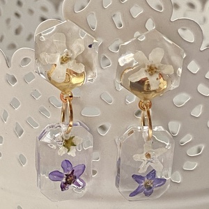 Nefelejcses 2 forma,epoxi gyanta fülbevaló, Ékszer, Fülbevaló, Lógó fülbevaló, Ékszerkészítés, MESKA