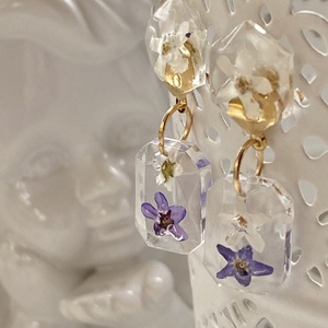 Nefelejcses 2 forma,epoxi gyanta fülbevaló - ékszer - fülbevaló - lógó fülbevaló - Meska.hu