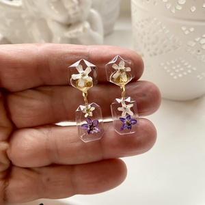 Nefelejcses 2 forma,epoxi gyanta fülbevaló - ékszer - fülbevaló - lógó fülbevaló - Meska.hu