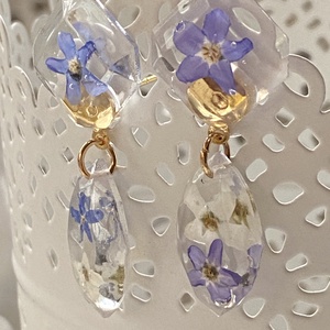 Nefelejcses 2 forma,epoxi gyanta fülbevaló, Ékszer, Fülbevaló, Lógó fülbevaló, Ékszerkészítés, MESKA