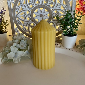 Méhviasz gyertya- Csúcsos bordás nagy henger , Esküvő, Dekoráció, Gyertya & Gyertyatartó, Gyertya-, mécseskészítés, MESKA