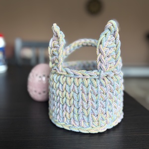 Horgolt tojásgyűjtő kosár - ünnepi díszek, dekorációk - húsvéti díszek és dekorációk - húsvéti kosár - Meska.hu