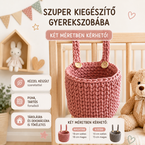 Horgolt kiságyra rögzíthető tároló - Meska.hu