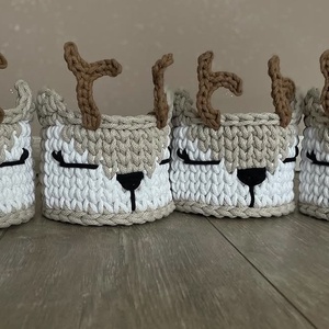 Horgolt szarvas tároló, Baba - mama, Babaszobabútor, Játéktároló, Horgolás, MESKA