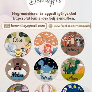 Egyedi névtábla gyerekszoba falra ajtóra , Baba - mama, Babaszoba dekoráció, Gyerek névtábla, Gravírozás, pirográfia, Festett tárgyak, MESKA