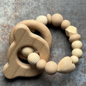 Csörgő rágóka #03 Bézs Karamell, Baba - mama, Baba játékok, Csörgő, Csomózás, Gyöngyfűzés, gyöngyhímzés, MESKA