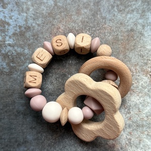 Csörgő rágóka #09 Vanília -  Rózsagyökér, Baba - mama, Baba játékok, Rágóka, Csomózás, Gyöngyfűzés, gyöngyhímzés, MESKA