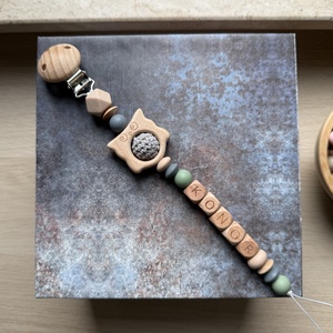 Cumilánc #01  Karamell  Zsálya  Antracit , Baba - mama, Baba játékok, Cumilánc, Csomózás, Gyöngyfűzés, gyöngyhímzés, MESKA