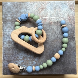 BABABOX #01 Csörgő rágóka lánccal , Baba - mama, Baba játékok, Rágóka, Csomózás, Gyöngyfűzés, gyöngyhímzés, MESKA