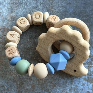 Csörgő rágóka #16 Púder kék  Zsálya  Bézs Karamell - Meska.hu