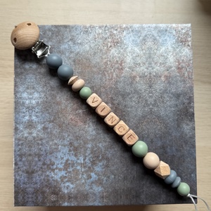 Cumilánc #11 Zsálya Karamell Antracit, Baba - mama, Baba játékok, Cumilánc, Csomózás, Gyöngyfűzés, gyöngyhímzés, MESKA