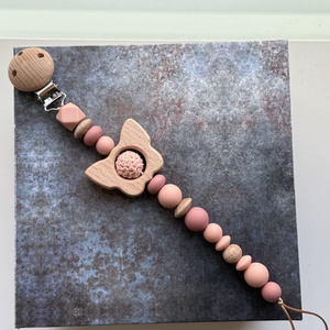 BABABOX készletről rozé és barack csörgő rágóka és cumilánc - baba - mama - baba játékok - rágóka - Meska.hu