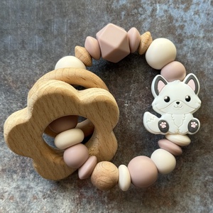 Csörgő rágóka #33 Vaníla Rózsagyökér  , Baba - mama, Baba játékok, Rágóka, Csomózás, Gyöngyfűzés, gyöngyhímzés, MESKA