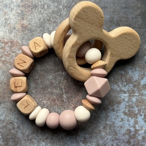 Csörgő rágóka #35 rózsagyökér vanília , Baba - mama, Baba játékok, Rágóka, Csomózás, Gyöngyfűzés, gyöngyhímzés, MESKA