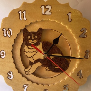 Cica mintás falióra, Otthon & Életmód, Dekoráció, Fali és függő dekoráció, Falióra & óra, Famegmunkálás, MESKA