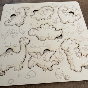 Dinós puzzle  - játék & sport - készségfejlesztő és logikai játék - szín és formaválogató játékok - Meska.hu Dinós puzzle  - játék & sport - készségfejlesztő és logikai játék - szín és formaválogató játékok - Meska.hu
