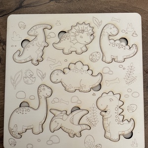 Dinós puzzle , Játék & Sport, Készségfejlesztő és Logikai játék, Szín és formaválogató játékok, Famegmunkálás, MESKA