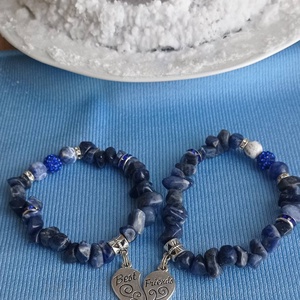 Ásvány chips páros karkötő. - ékszer - karkötő - karkötő medállal - Meska.hu