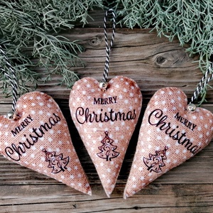 Karácsonyi filc dísz, merry christmas felirattal - Meska.hu