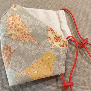 Nyári madaras maszk, halványkék női arcmaszk, romantikus textil maszk, állítható fülű maszk - női - női - Meska.hu