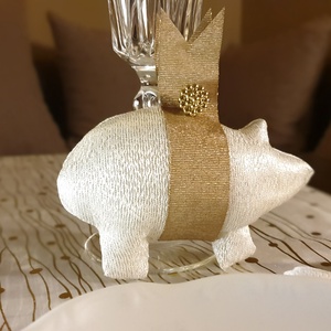 Újévi vintage szerencsemalac, szilveszteri szerencsehozó malac, vintage újévi asztali dísz, szilveszteri vintage ajándék - otthon & életmód - dekoráció - Meska.hu