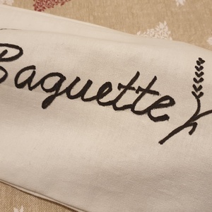 Textil baguette zsák felirattal, vállra akasztható pamut baguette zsák, fehér baguette zsák - táska & tok - bevásárlás & shopper táska - kenyeres zsák - Meska.hu