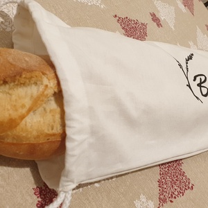 Textil baguette zsák felirattal, vállra akasztható pamut baguette zsák, fehér baguette zsák - táska & tok - bevásárlás & shopper táska - kenyeres zsák - Meska.hu