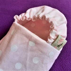 Nyári textil babacipő, kocsicipő, mintás bébicipő, 2 oldalas rózsaszín pöttyös babacipő - ruha & divat - babaruha & gyerekruha - babacipő - Meska.hu